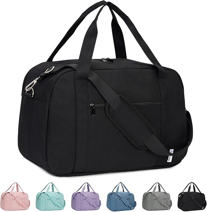Narwey 18" Carry on Bag with Laptop Compartment 14 Inch Travel Duffel Bag for Spirit Airlines Personal Item Bag Overnight Weekender Bag with Wet Pocket for Women and Men (Black)