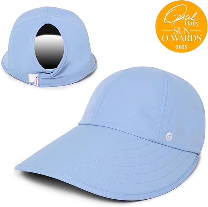 Ponyflo Sunblocker Wide Brim Hat - Oprah Awards Best Sun Hat - UV 50 Protection - Ponytail Sunhat for Women