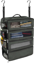 Suitcase Organizer, Travel Luggage Organizer Portable Hanging Travel Shelves Collapsible Hanging Packing Cubes for Carry on Suitcase