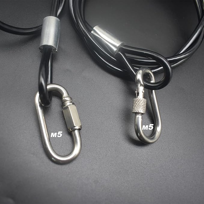 4 pcs 20 inch (50cm) 5mm Thickness Vinyl Cover Coated Galvanized Steel Wire Cable with Loops Security Lanyard Rope Tether Lock, Clear