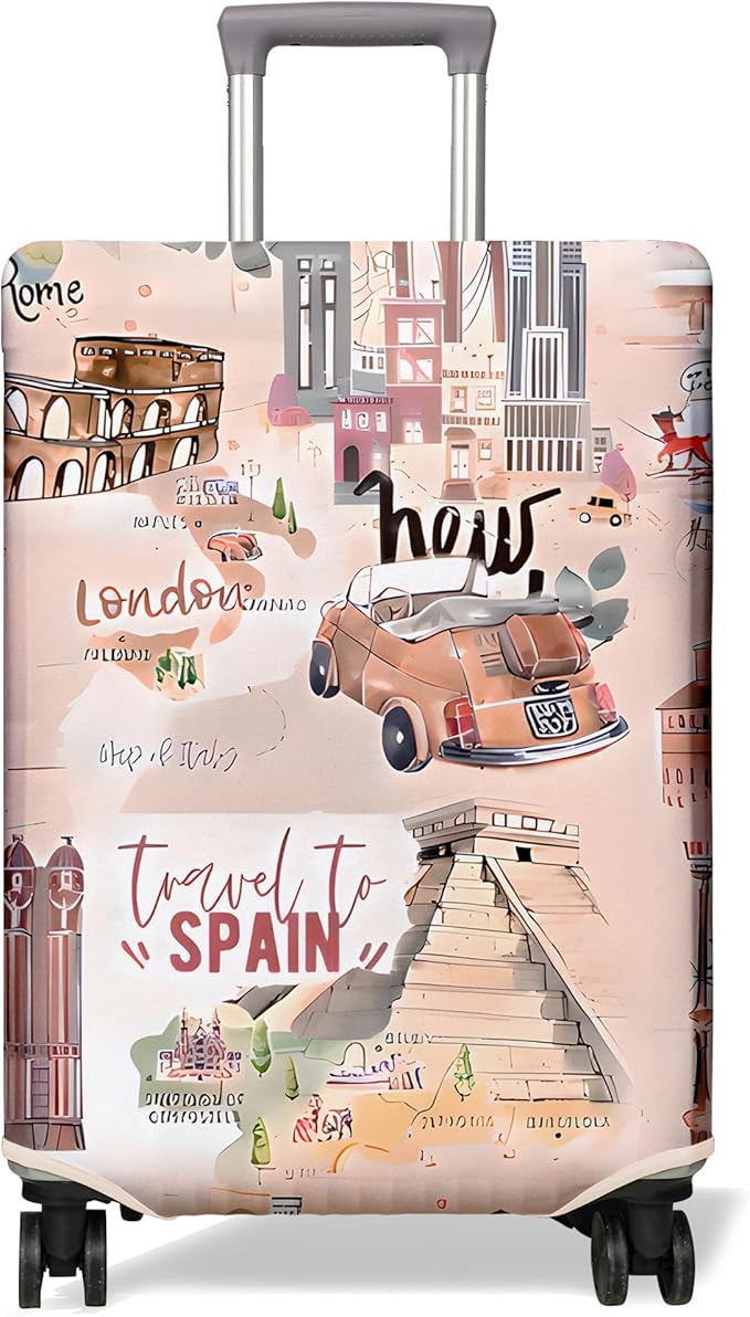 Travel Luggage Cover Suitcase Protector Fits 18-32 Inch Wheel Covers PatternedTravel Related Items Flower Luggage Protector Elastic S