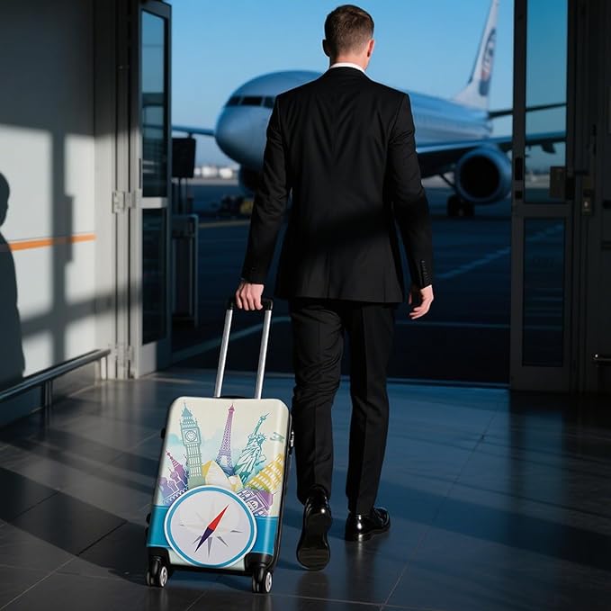 WUJIAONIAO Travel Luggage Cover Baggage Suitcase Cover Protector Skins 18-32 Inch (compass, L (for 25-28 inch luggage))