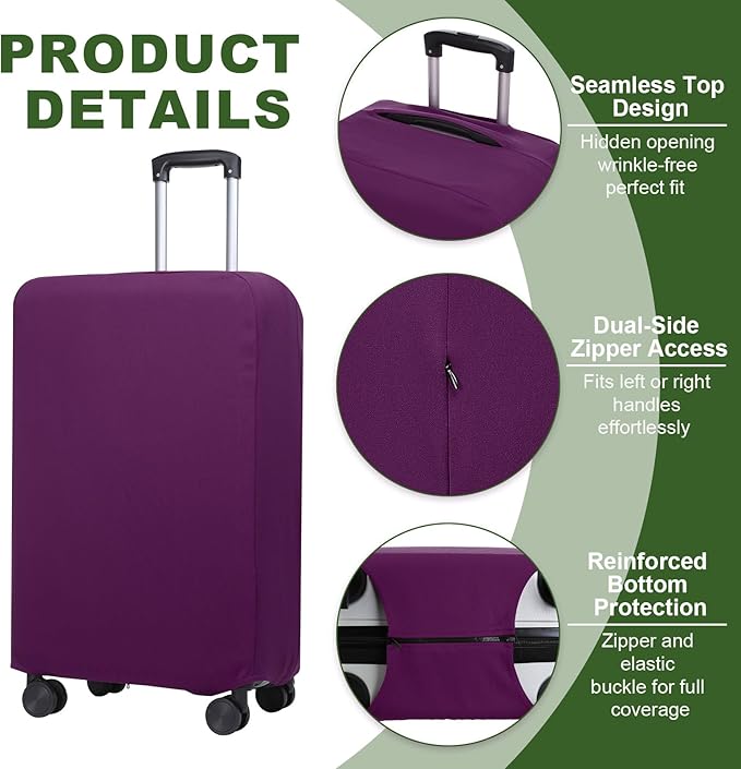 PATIKIL Luggage Cover, Suitcases Covers Elastic Carry on Cover Protector Washable Scratch-Resistant Fits 19-21 Inch Luggage for Travel Business Trips, Purple