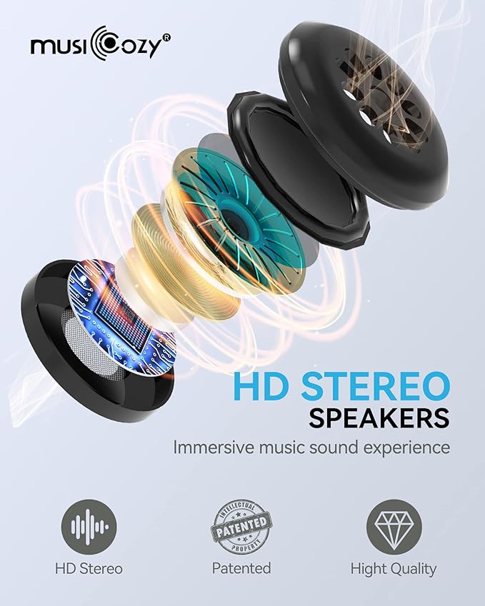 MUSICOZY Sleep Headphones Breathable Bluetooth 5.4 Headband 3D Sleeping Headphones, Wireless Eye Mask Earbuds Earphones for Side Sleeper Office Air Travel Cool Tech Gadgets Unique Gifts