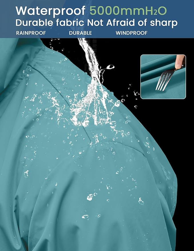 COOFANDY Men's Long Raincoat Ligtweight Rain Jacket Waterproof Outdoor Jackets with Hood