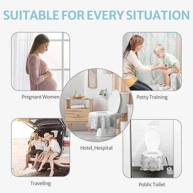 Blissful Diary 30 Pcs Toilet Seat Covers Disposable for Toddlers & Adults, Extra Large Waterproof, Portable Package for Travel, Kids Potty Training