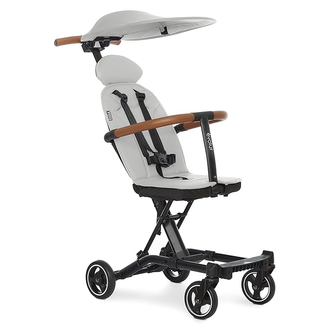 Evolur Cruise Rider Stroller with Canopy, Lightweight Umbrella Stroller with Compact Fold, Easy to Carry Travel Stroller - Koala Gray