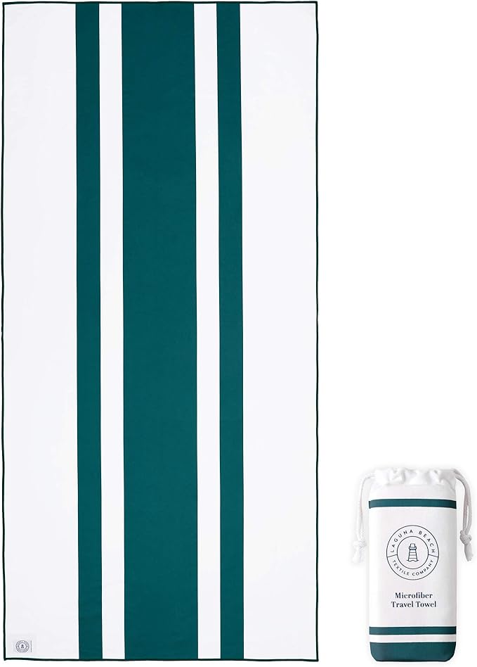 Laguna Beach Textile Co. Recycled Microfiber Quick Dry Beach Towel - Juniper Green