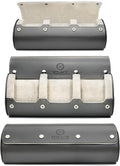 Watch Travel Case for Men - Mirage Watch Roll Storage and Display 3 slots - Slate Grey/Ivory White Interior Vegan Leather