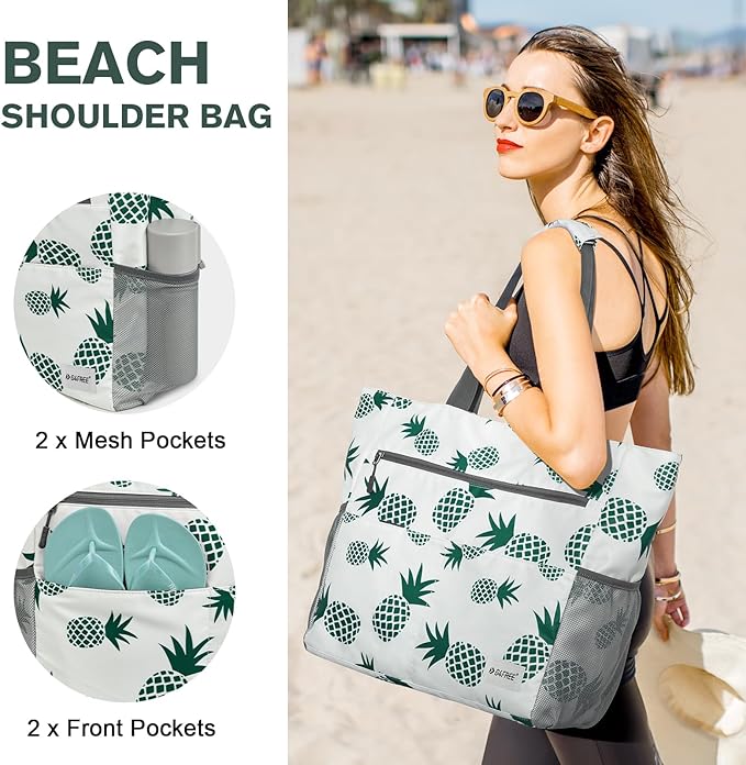 G4Free Beach Bag, Waterproof Sandproof Beach Tote Bag, Large Capacity Foldable for Women