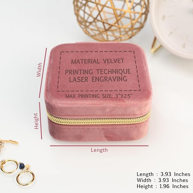 Custom Birth Month Flower Jewelry Box with Name, Plush Velvet Travel Jewelry Case Organizer, Personalized Birth Month Flower, Women's Favorite Things, Gifts For Daughter, Girlfriend, Mom and For Her