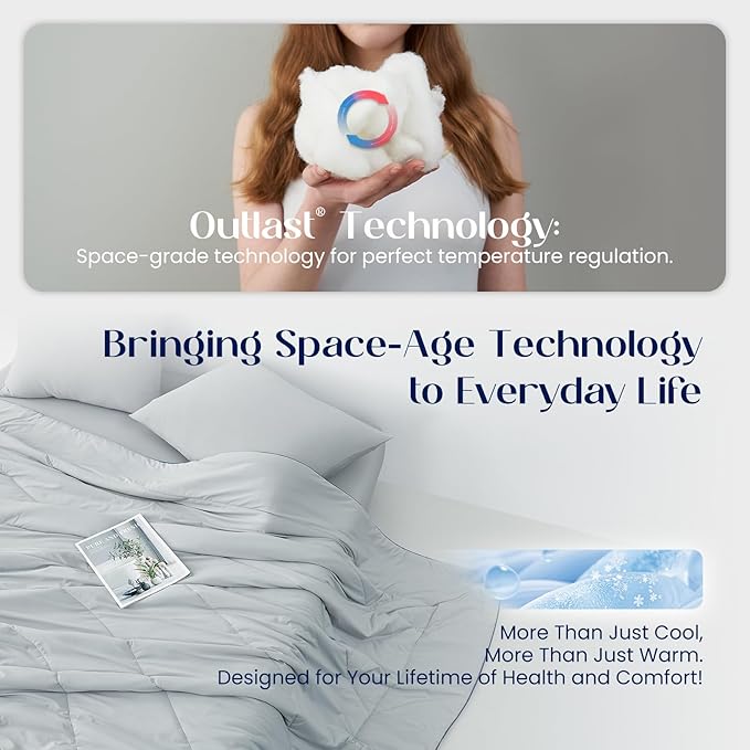 Dream Valley® Outlast® Deepsleep Cooling Comforter, Twin Size, NASA-Grade Space Technology Cooling Blanket for Hot Sleepers Night Sweats, Q-Max > 0.45 Aerocool™ Breathable, Dream Blue, 68"x90"