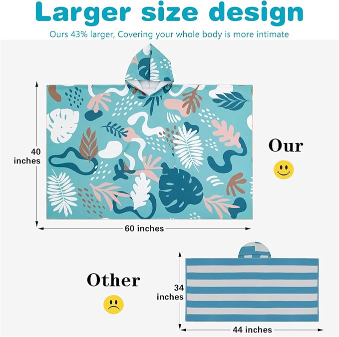 PY SUPER MODE Beach Hooded Towel Oversized - 60 x 40 inches Quick Dry Microfiber Beach Towels, Lightweight Soft and Absorbent Pool Towel Suitable for Bath Swimming Camping for Adults