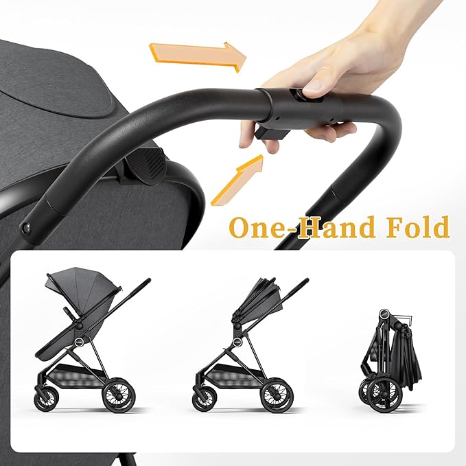 Lite 2.0 Baby Stroller with Newborn Mode, 2-in-1 Foldable Infant Stroller with Reversible Seat and UPF 50+ Canopy