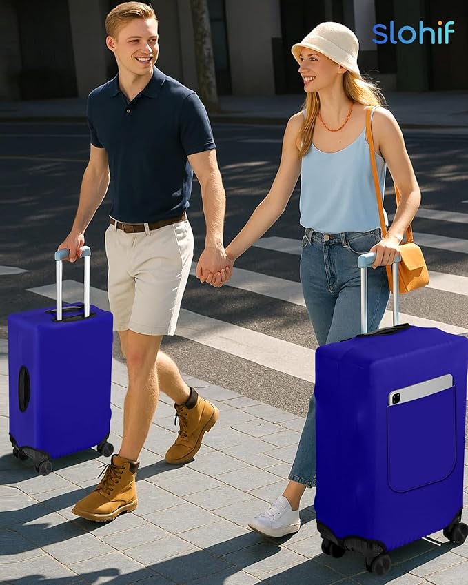 Slohif Luggage Cover for Suitcase Tsa Approved Protector - Luggage Sleeve Suit Case Cover Travel Stretch Large Baggage Case Protective Washable Fit 30-32 Inch Blue