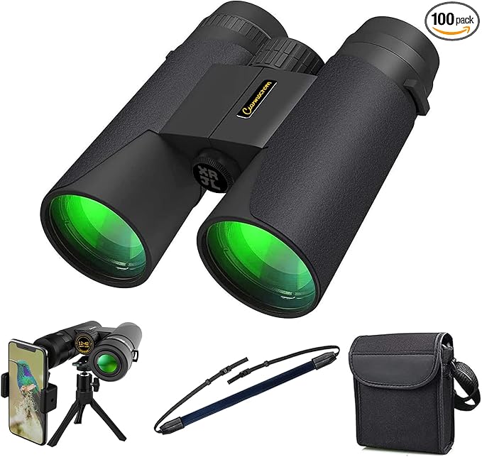 12x42 Binoculars for Adults High Powered with Phone Adapter,Build by Powerful Glasses Large View to Watch Football Games,a Travel,Hiking,Bird Watching,Survival and Hunting Gadgets for Men