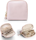 Vlando Small Jewelry Travel Case,Jewelry Pouch Bags with Zipper,Velvet Jewelry Organizer Storage Bag for Bracelet Rings Earring Travel Essentials Gifts for Women Girl-Pink