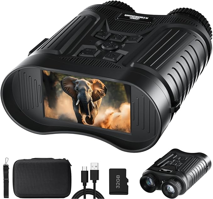 Night Vision Goggles, 4K Night Vision Binoculars for Adults, 3'' HD Screen & 8X Digital Zoom External Flashlight, 2000FT Viewing Range for Outdoor
