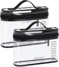 BAGSMART TSA Approved Toiletry Bag, 2 Pack Clear Makeup Cosmetic Bag Organizer, Quart Size Travel Bag for Toiletries, Carry-on Travel Accessories Essentials, Black-2pcs