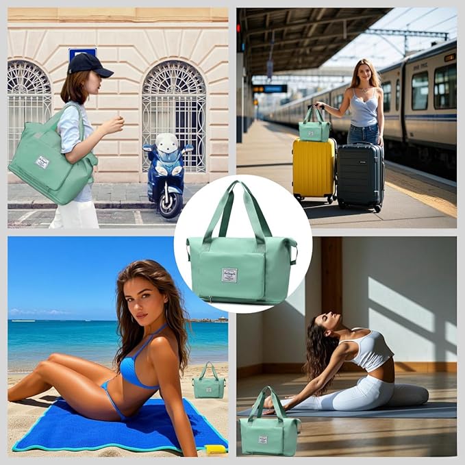 Large Capacity Foldable Travel Bag, Expandable lightweight Carry on Bag, Dry with Wet Separation Spor Duffel Bags