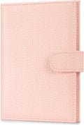 Passport Holder for Travel Women RFID Blocking Genuine Leather Passport Wallet with Card Slots, Zipper Coins Pocket, Cash Holder, Pink