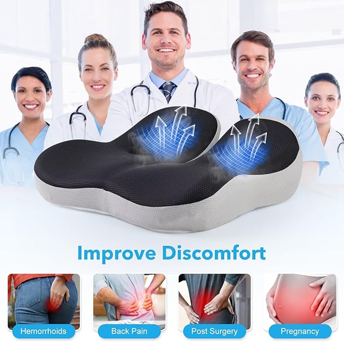 Seat Cushion,Office Chair Memory Cushion, Ergonomic Design, Relieve Sciatica and Long-Term Sitting Pain, Suitable for desks, Car Seats, Games, Wheelchairs