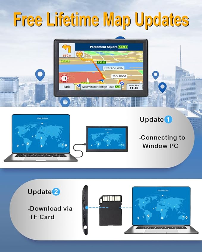 OHREX N800 GPS Navigator for Car with Bluetooth, 7” Truck GPS Commercial Drivers, 2025 Maps (Free Lifetime Updates), Semi Trucker GPS Navigation Systems, Custom Truck Routing