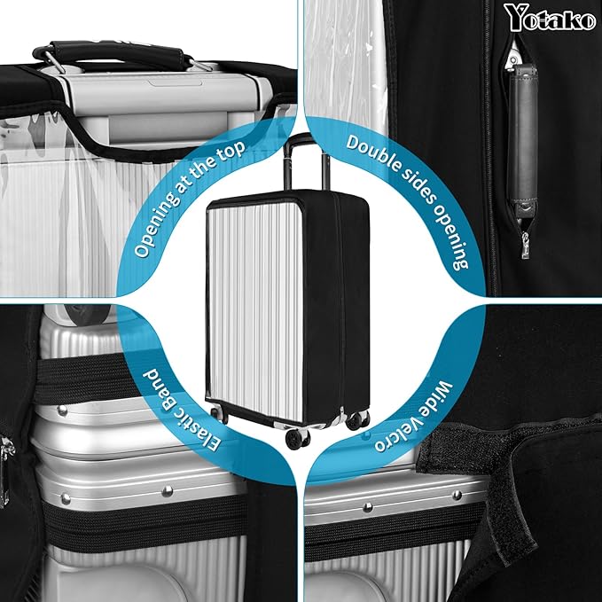 Yotako Upgraded Zippered Transparent PVC Suitcase Cover, No Disassembly Required Clear Luggage Protector for Suitcase Luggage Protector Cover 28''