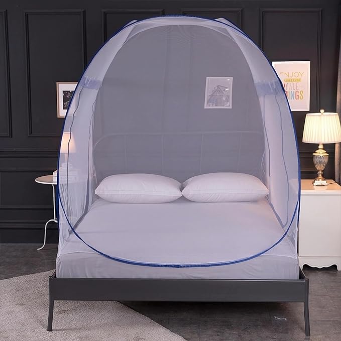 Mosquito Net for Bed, Folded Size 12 inch Portable Camping Travel Mosquito Net, Pop Up Mosquito Tent with Double Entry for King Queen Size Bed (Folded 17 Inch, 59"x79"x59")
