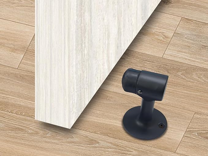 QCAA Solid Brass Door Stop, 3" Height, Matte Black, 1 Pack, Made in Taiwan