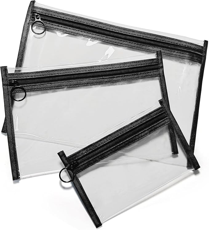 Clear Makeup Bags，small makeup bag,3pcs Makeup bag Hanging Pouches,mesh zipper pouch bags,purse organizer for Daily or Travel to Keep Small Items(Clear set)