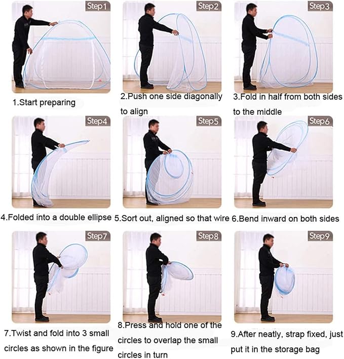 CdyBox Folding Mosquito Net Tent Canopy Curtains for Beds Home Bedroom Decor (Gray, 1.8X2.0m)