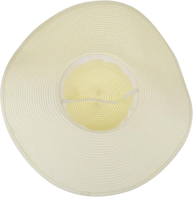 DRESHOW Beach Hats for Women Big Straw Wide Brim Summer Hat Floppy Foldable Roll up Cap Sun Hat UPF 50+