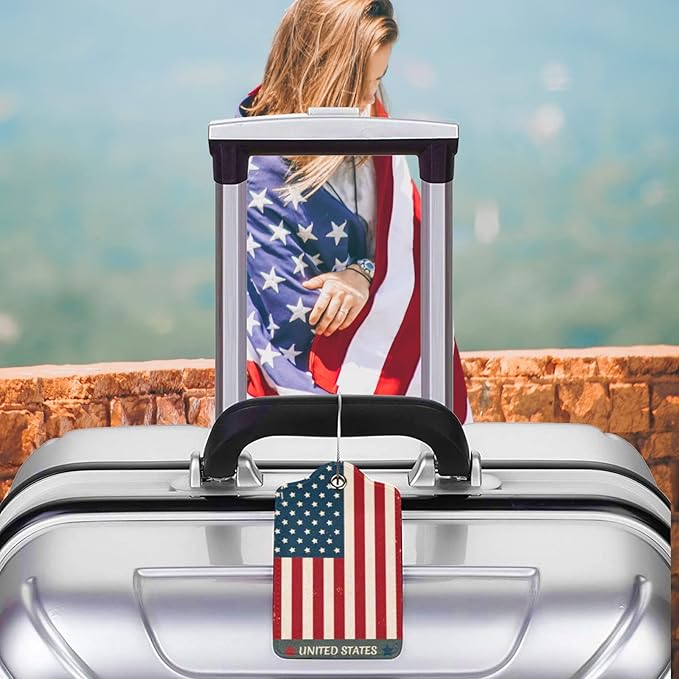 2 Pack Luggage Tag for Suitcase, Cute Unique Leather Suitcase Tags Identifiers with Privacy Name Address Labels & Durable Steel Loop for Women Men Travel