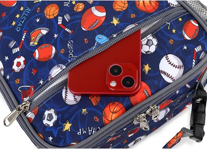 FlowFly Lunch box Insulated Soft Bag Mini Cooler Back to School Thermal Meal Tote Kit for Girls, Boys (Football)