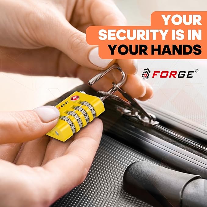 Forge Dual-Opening: Key or Combination Access Lock, TSA Approved Locks for Luggage, Pelican case, Travel, Gym, School, Stainless Steel Shackle.(Yellow 2 Locks)