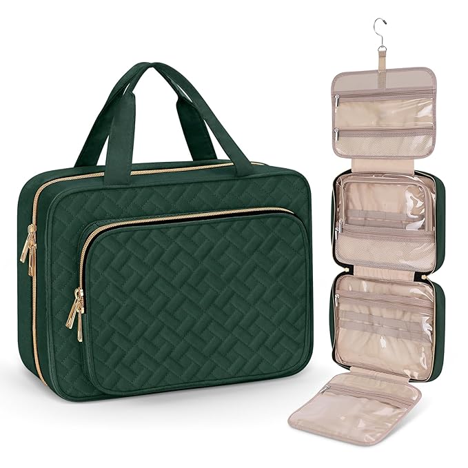 Wedama Toiletry Bag for Women, Large Cosmetic Travel Bag, Hanging Toiletry Bag for Bathroom, Thickened PVC Waterproof Travel Makeup Bag, Toiletries Bag for Travel Business Trips and Camping