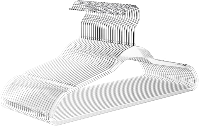 MIZGI 20 Pack Clear Plastic Hangers - Premium Thick Invisible Space Saving Hanger with 360° Swivel Hook, Ultra Slim Hangers for Suits, Dresses, Shirts, Coats & Pants
