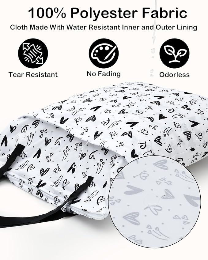 ALVABABY 2 Pack Large Wet Dry Bag Waterproof Hanging Cloth Diaper with Double Zippered Pockets 25x18 inches 2HL04