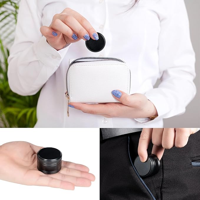 XHT Small Round Black Pill Box - Single Waterproof Portable Pill Container for Pocket & Purse, Travel Medicine Organizer, Compact Aluminum Pillbox Holder for Medication, Fish Oil