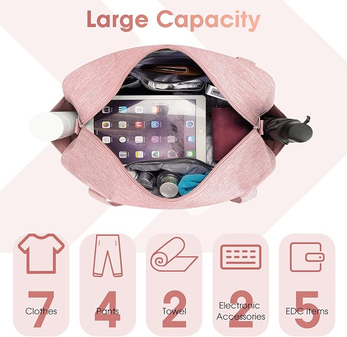 Narwey 18" Carry on Bag Underseat for Airplane with Wet Pocket Spirit Airlines Personal Item Bag Travel Duffel Bag Small Gym Bag Weekender Overnight for Women and Men (Pink)