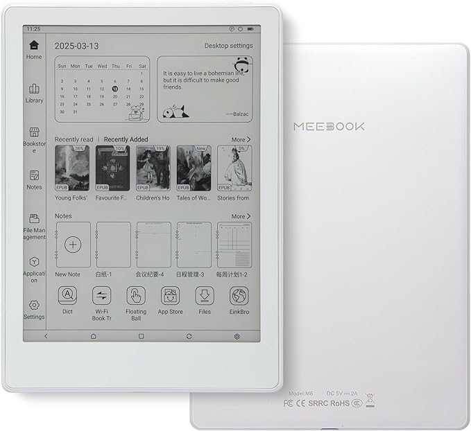 Meebook E-Reader M8 | 7.8' Eink Carta Screen | 300PPI Smart Light | Android 14 | Octa Core Processor | Dual Mics&Speakers | Support Play Store | Hand Writing | 4GB+64GB | Micro-SD Slot | White