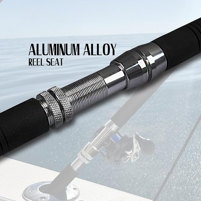Fiblink Saltwater Offshore Heavy Trolling Fishing Rod Big Game Conventional Boat Fishing Roller Rod Pole with All Roller Guides (Heavy Power, 5-Feet 1-Inch)