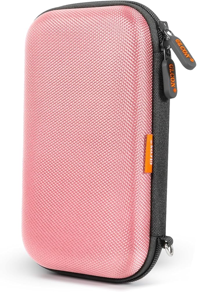 Shockproof Hard EVA Carrying Case for External Hard Drive, Samsung T9, Anker Power Bank, Cell Phone - Portable Small Electronic Accessories Organizer Zipper Kawaii Travel Pouch - Light Pink