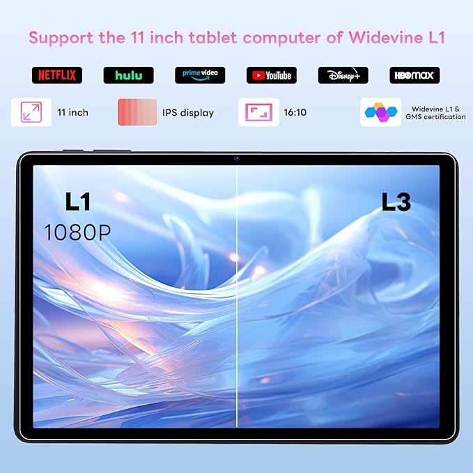 11" Tablet, Android 14 with Octa-core Processor, 12GB+128GB, 1TB Expandtion, 8000mAh Battery, IPS Large Display, BT5.0, 2.4G/5GHz WiFi Tablets (Black)