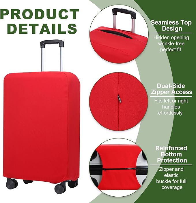 PATIKIL Luggage Cover, Suitcases Covers Elastic Carry on Cover Protector Washable Scratch-Resistant Fits 26-27 Inch Luggage for Travel Business Trips, Red