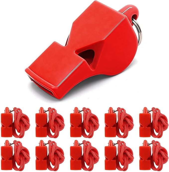 Emergency Whistles with Lanyard Red Safety Whistle for Lifeguard Outdoor Emergency Camping Hiking Boating Loud Signaling Whistles