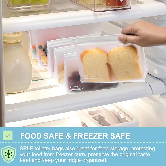 SPLF 3 Pack Leakproof Clear Toiletry bags, TSA Approved Quart Size Zipper Bags, BPA Free Travel Makeup Cosmetic Bags for Women Men, Carry on Airport Airline Compliant Bags-White