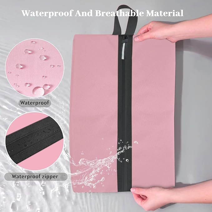 Shoe Bags for Travel Large Capacity Oxford Fabric Portable Shoe Bags, Multi-Functional Dust-Proof and Waterproof Men & Women Travel Shoe Bag for Packing in Suitcase(Pink, 1-Pack)