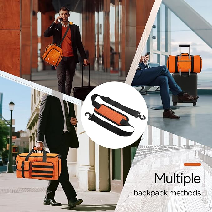 Garment Duffle Bags for Travel, HOMQUIET Convertible Garment Duffel Bag, All YKK Zippers Carry On Garment Bags, 2 in 1 Hanging Waterproof Suit Travel Bag with Shoe Compartment, for Men Women, Brown